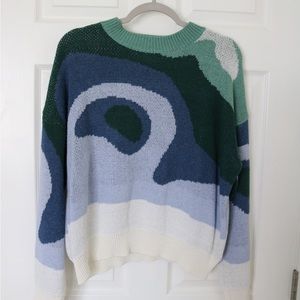 Color Block Drop Shoulder Sweater